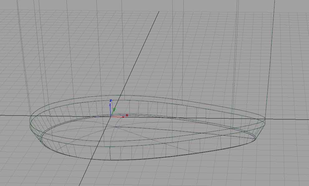 Close view of the base of the bottle modelled from part of a sphere.