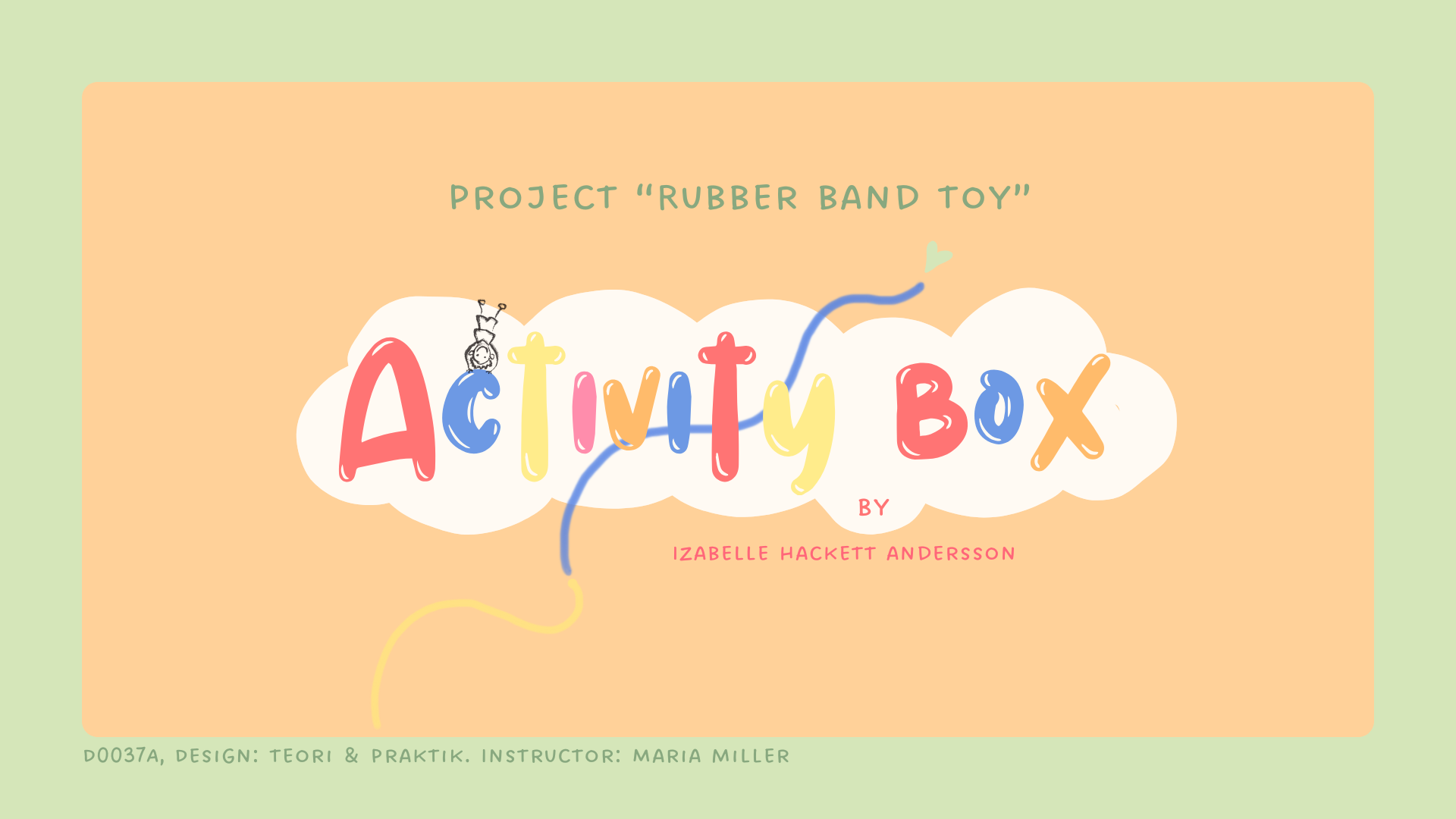 Workbook cover page with the title Activity Box in colourful hand drawn letters.